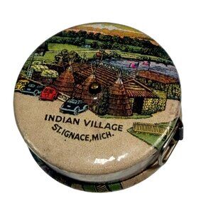 Vintage Souvenir Tape Measure Indian Village St. Ignace MI Retractable Mini
